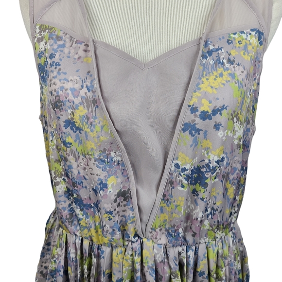 LC Lauren Conrad pleated floral tank dress women's 12 lavender lined pull-on - Picture 3 of 16